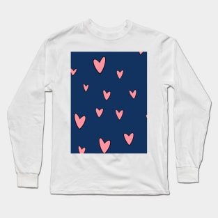 Kawaii Pastel Hearts - Navy Long Sleeve T-Shirt